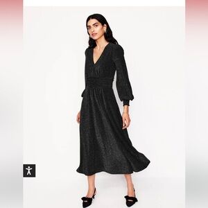 Daphne Black Metallic Midi Dress